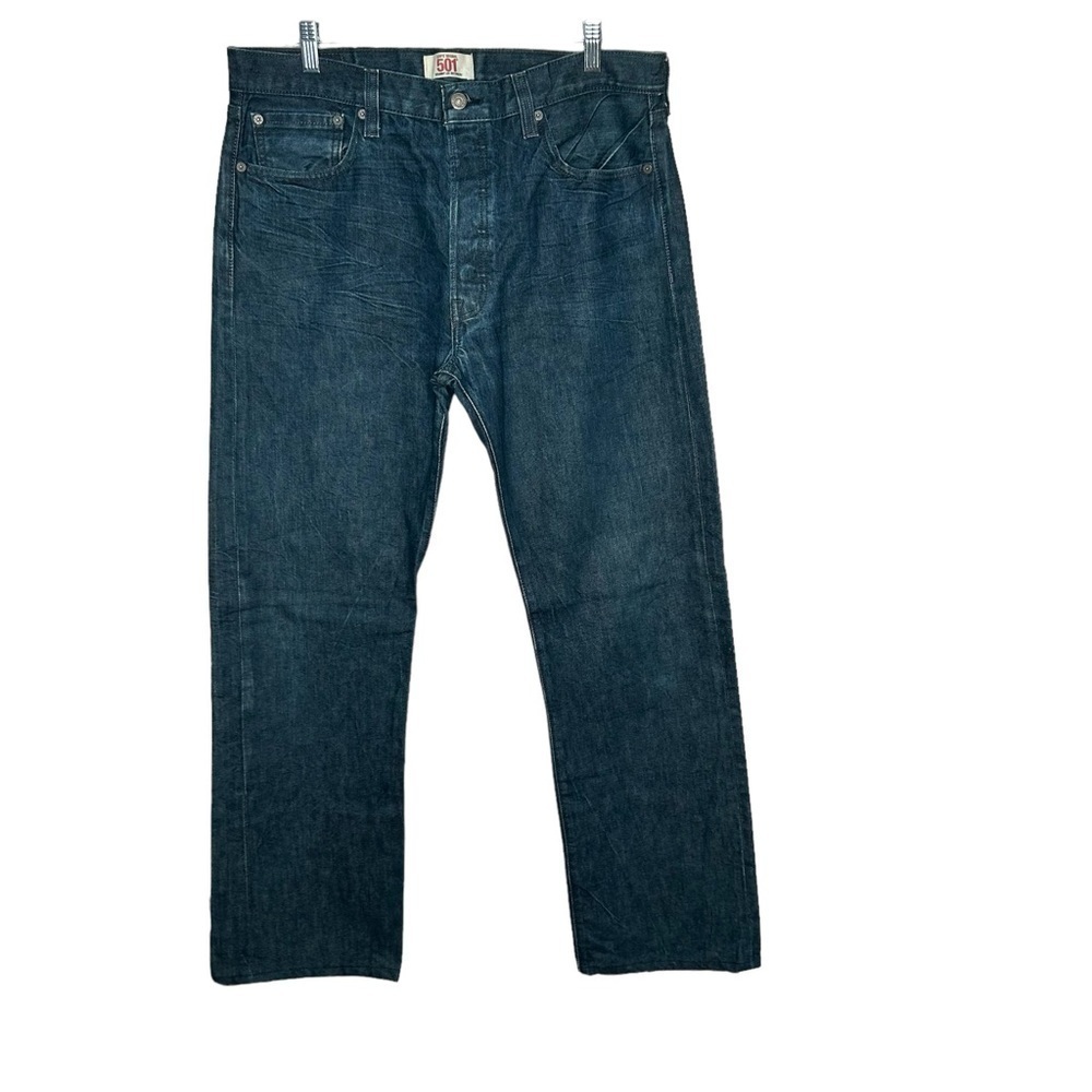 Levi's Men's 501 36x34 Original Straight Fit Jeans - Dark Wash Hemmed 36x32